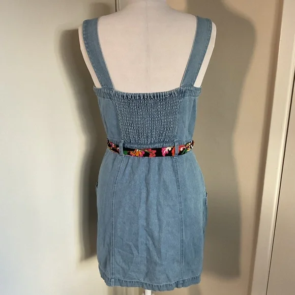 Rails Anita Denim Mini Dress Ocean Wash Button Front Sleeveless Medium - Picture 6 of 6